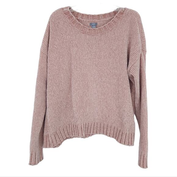 Aerie Chenille Sweater Boxy Small Pink/Beige Metallic Threads Crewneck, So Soft! - Picture 1 of 5